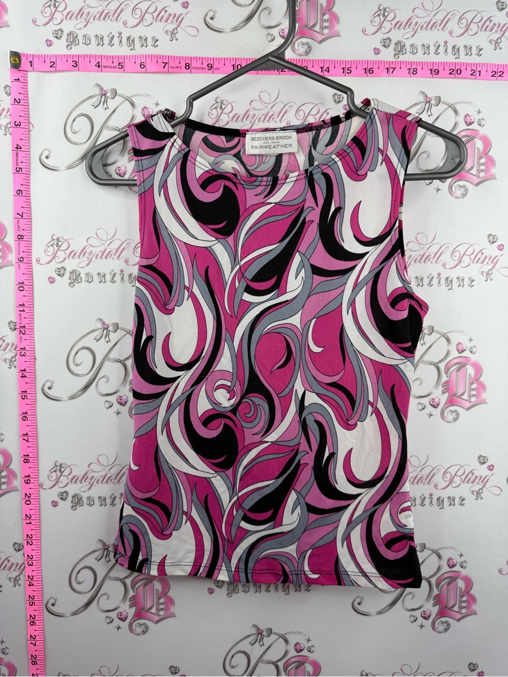 Beckers Brook tank top swirls abstract color block Pink Swirl Tank Top